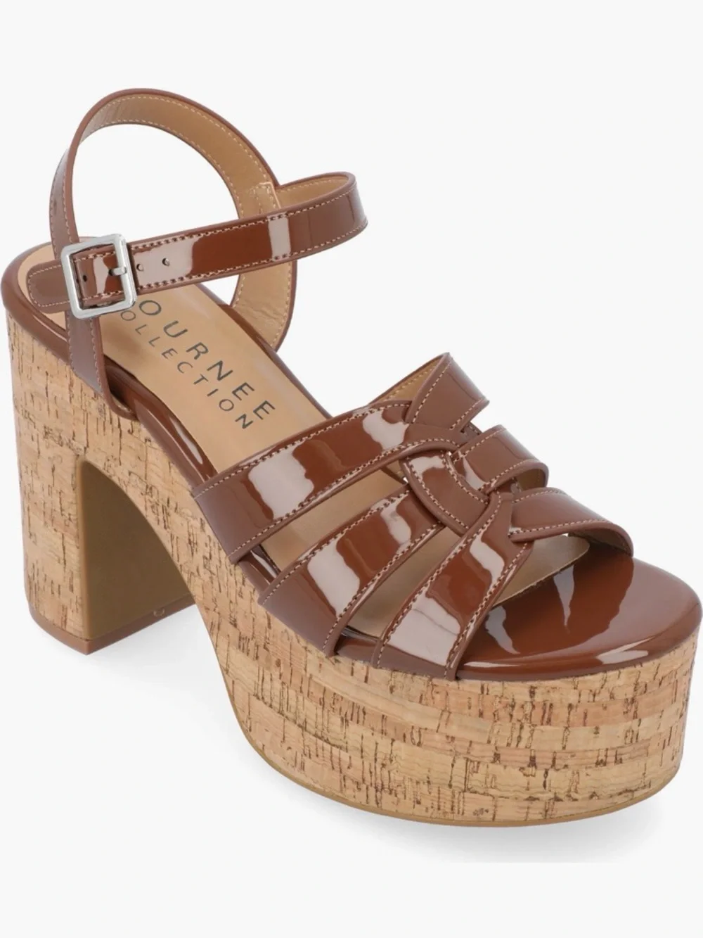 Journee Collection Brown Jania Platform Sandals with Buckle Ankle Strap NEW 11